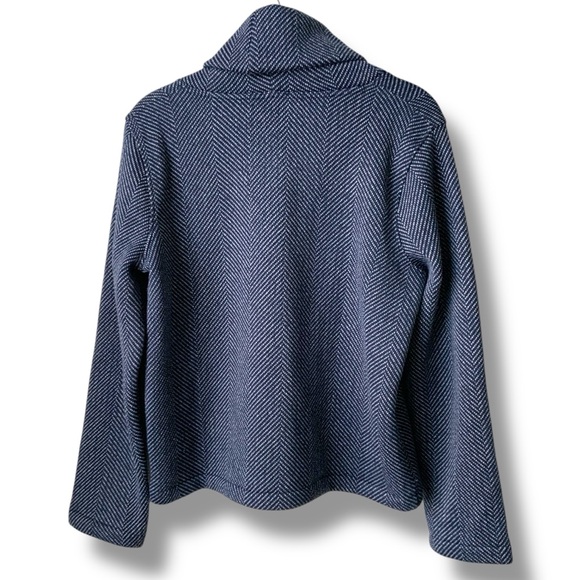 J. CREW Navy Herringbone Turtleneck Sweater Navy Blue White Large - Picture 3 of 10